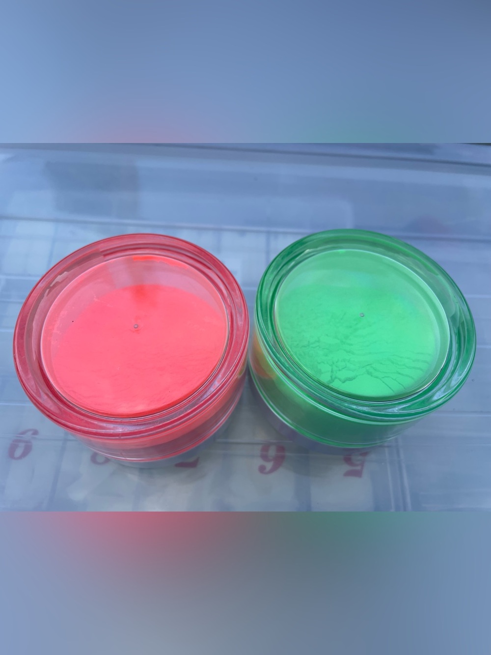 Glow in the Dark Neon Orange and Green Acrylic Powder 2pc Set